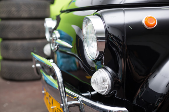 Warsaw, Poland - May 14, 2015: Black Fiat 500 retro car